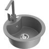 Mexen Diego lava-loiça de granito 1-cuba com torneira de cozinha Rita, cinza - 6512-71-670300-71
