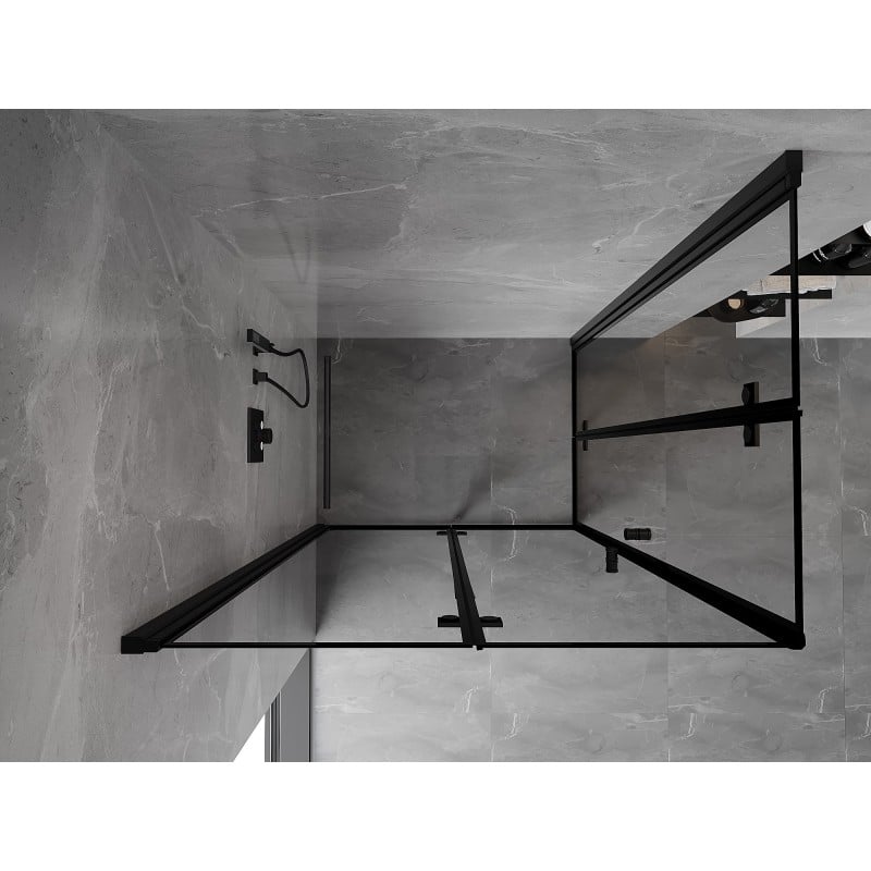 Mexen Mist-F Duo kabina prysznicowa składana lewa 95 x 75 cm, czarna ramka, czarna -  8A6-095L-075P-70-70