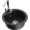 Mexen Diego lava-louça em granito de 1 cuba com torneira de cozinha Rita, preto/metalizado prateado - 6512-73-670300-00
