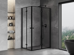 Mexen Mist-F Duo sklopiva tuš kabina desna 75 x 80 cm, crni okvir, crna - 8A6-075L-080P-70-70
