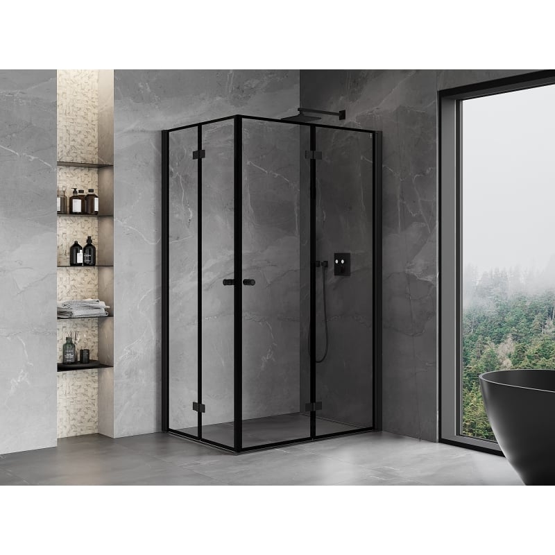 Mexen Mist-F Duo kokkupandav dušikabiin paremal 70 x 120 cm, must raam, must - 8A6-070L-120P-70-70