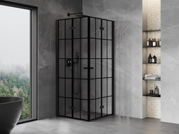 Mexen Mist-F Duo sklopiva tuš kabina 90 x 90 cm, crna rešetka, crna - 8A6-090L-090P-70-77