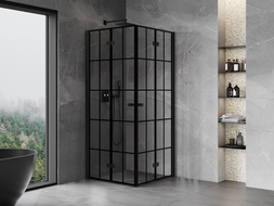 Mexen Mist-F Duo sklopiva tuš kabina 110 x 110 cm, crna mreža, crna - 8A6-110L-110P-70-77