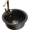 Mexen Diego fregadero de granito de 1 cubeta con grifo de cocina Rita, negro/oro metálico - 6512-75-670300-50
