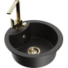 Mexen Diego single-bowl granite sink with Rita kitchen tap, black/gold metallic - 6512-75-670300-50