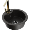 Mexen Diego lavello in granito a 1 vasca con rubinetto da cucina Rita, nero/oro metallizzato - 6512-75-670300-50-B