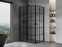 Mexen Mist-F Duo folding shower cabin left 100 x 90 cm, black grid, black - 8A6-100L-090P-70-77