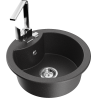 Mexen Diego granite sink 1-bowl with Rita kitchen tap, black speckled - 6512-76-670300-00
