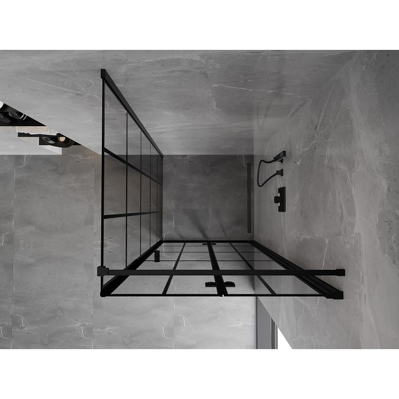 Mexen Mist-F kabina prysznicowa składana prawa 80 x 80 cm, czarna kratka, czarna - 8A6T-080-080-70-77-P