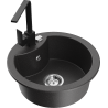 Mexen Diego granieten spoelbak met 1 bak en keukenmengkraan Rita, zwart gespikkeld - 6512-76-670300-70