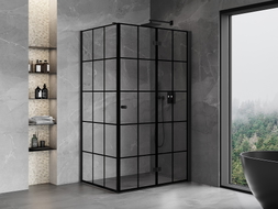 Mexen Mist-F sklopiva tuš kabina desna 110 x 85 cm, crna rešetka, crna - 8A6T-110-085-70-77-P