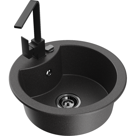 Mexen Diego fregadero de granito de 1 seno con grifo de cocina Rita, negro moteado - 6512-76-670300-70-B