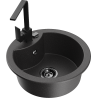 Mexen Diego fregadero de granito de 1 seno con grifo de cocina Rita, negro moteado - 6512-76-670300-70-B