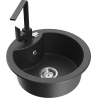 Mexen Diego 1-Bowl Granite Sink with Rita Kitchen Tap, Black Speckled - 6512-76-670300-76