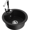 Mexen Diego lava-loiça de granito de 1 cuba com torneira de cozinha Rita, preto - 6512-77-670300-00