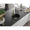 Mexen Diego 1-bowl granite sink with Rita kitchen tap, black - 6512-77-670300-50