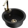 Mexen Diego 1-bowl granite sink with Rita kitchen tap, black - 6512-77-670300-50