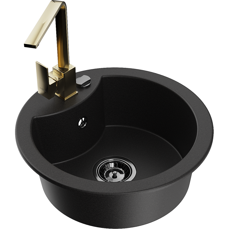 Mexen Diego νεροχύτης γρανίτης 1-διαμέρισμα με μπαταρία κουζίνας Rita, μαύρος