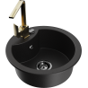Mexen Diego 1-bowl granite kitchen sink with Rita tap, black - 6512-77-670300-50-B