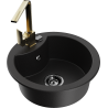 Mexen Diego fregadero de granito de 1 cubeta con grifo de cocina Rita, negro - 6512-77-670300-50-B