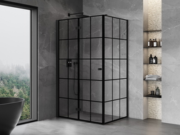 Mexen Mist-F cabine de douche pliante gauche 90 x 85 cm, grille noire, noir - 8A6T-090-085-70-77-L