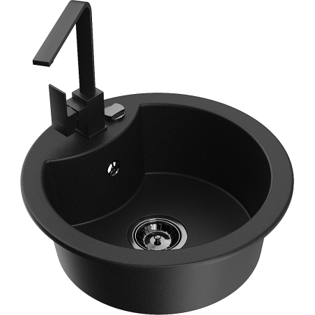 Mexen Diego Graniittinen 1-allas keittiöallas keittiöhanalla Rita, musta - 6512-77-670300-70-B