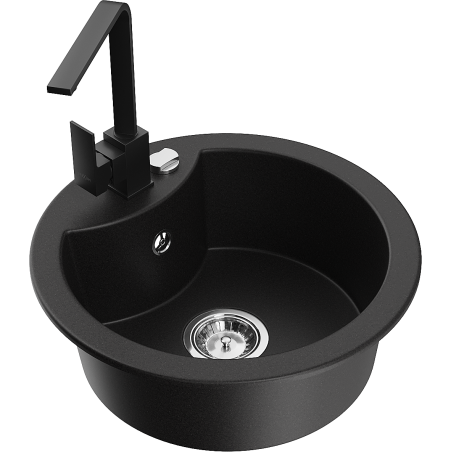 Mexen Diego fregadero de granito de 1 cubeta con grifo de cocina Rita, negro - 6512-77-670300-70