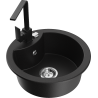Mexen Diego fregadero de granito de 1 compartimento con grifo de cocina Rita, negro - 6512-77-670300-70