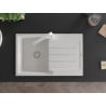 Mexen Bruno granite sink, single-bowl with drainer and Rita kitchen tap, white - 6513-20-670300-20