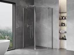 Mexen Mist cabine de douche pentagonale asymétrique pivotante 100 x 90 cm, transparent, chrome - 8A8-100-090-01-00