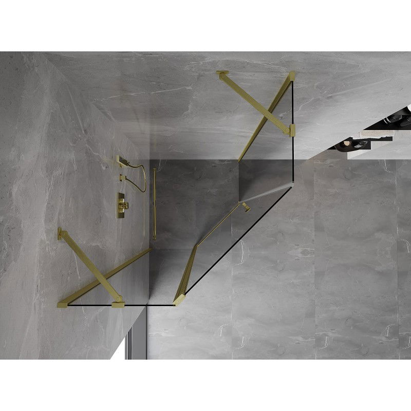 Mexen Mist Fünfeck-Duschkabine, schwenkbar 80 x 80 cm, transparent, gebürstetes Gold - 8A8-080-080-55-00