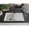 Mexen Bruno granite sink 1-bowl with drainer and Rita kitchen tap, white - 6513-20-670300-70