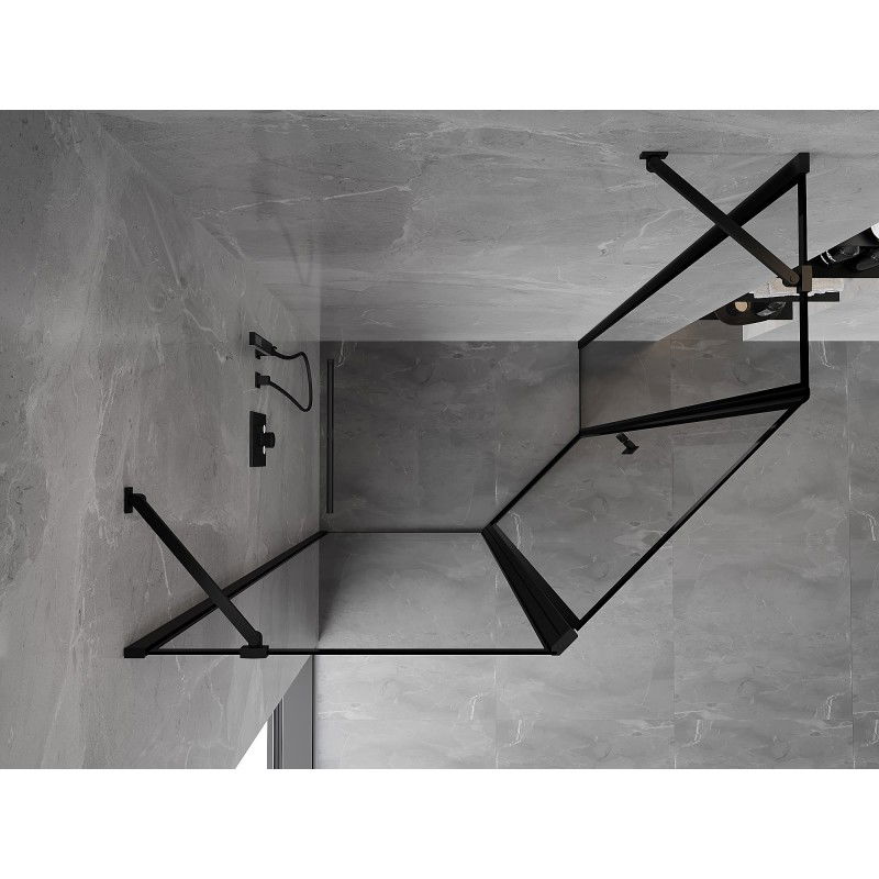 Mexen Mist pentagonal asymmetric left-opening shower cabin 100 x 90 cm, black frame, black - 8A8-100-090-70-70-L