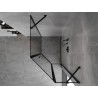 Mexen Mist cabine de duche pentagonal assimétrica com porta de abrir direita 90 x 100 cm, moldura preta, preta