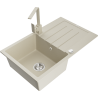 Mexen Bruno 1-bowl granite sink with drainer and Rita kitchen tap, beige - 6513-69-670300-69