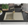 Mexen Bruno fregadero de granito de 1 seno con escurridor y grifo de cocina Rita, beige - 6513-69-670300-50
