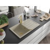 Mexen Bruno fregadero de granito de 1 seno con escurridor y grifo de cocina Rita, beige - 6513-69-670300-50