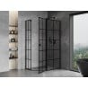 Mexen Mist cabine de douche pentagonale asymétrique pivotante droite 100 x 90 cm, grille noire, noire - 8A8-100-090-70-77-P
