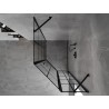 Mexen Mist cabine de duche pentagonal assimétrica dobradiça direita 80 x 90 cm, grelha preta, preta - 8A8-080-090-70-77-P