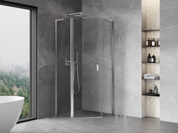 Mexen Mist L cabine de douche pentagonale pivotante 90 x 90 cm, transparent, chrome - 8A8L-090-090-01-00