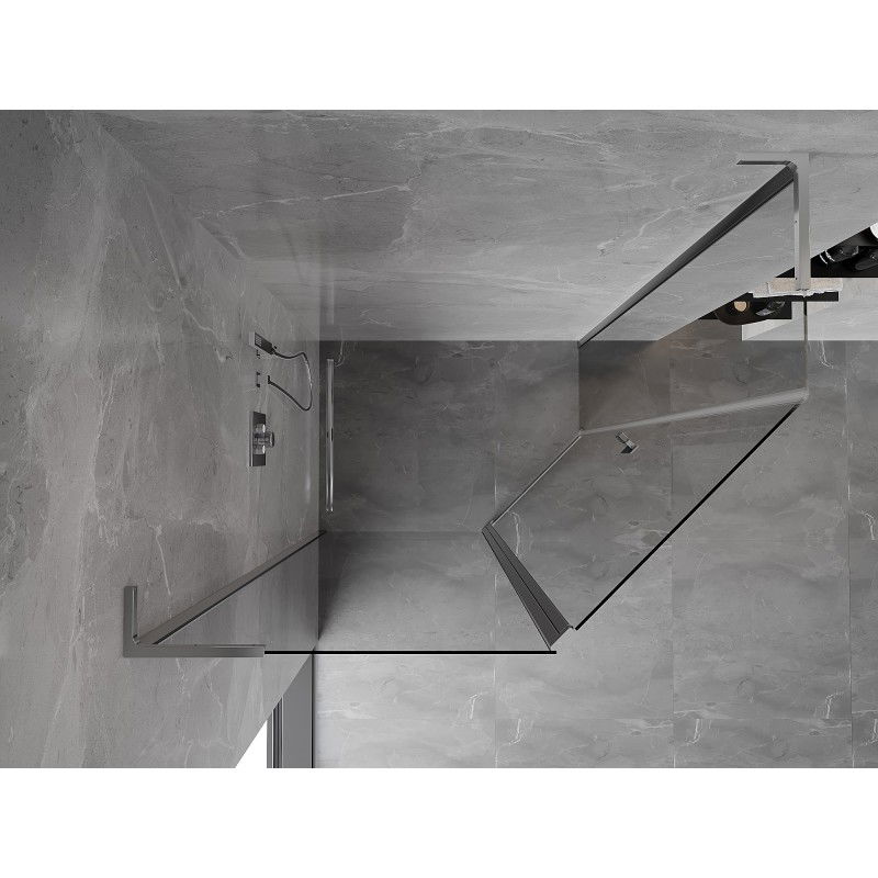Mexen Mist L pentagonal asymmetrical hinged shower enclosure 90 x 80 cm, transparent, chrome - 8A8L-090-080-01-00
