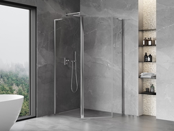 Mexen Mist L pentagonal asymmetric swing shower enclosure 100 x 90 cm, transparent, chrome - 8A8L-100-090-01-00