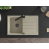 Mexen Bruno granieten spoelbak met 1 compartiment met afdruiprek en keukenkraan Rita, beige - 6513-69-670300-70