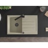 Mexen Bruno Granitspüle 1-becken mit Abtropffläche und Küchenarmatur Rita, beige - 6513-69-670300-70