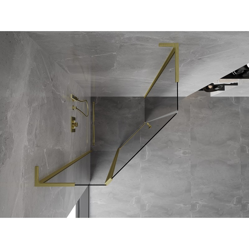 Mexen Mist L Vikbar femkantig duschkabin 90 x 90 cm, transparent, borstad guld - 8A8L-090-090-55-00