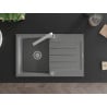 Mexen Bruno 1-bowl granite sink with drainer and Rita kitchen tap, grey - 6513-71-670300-00