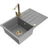 Mexen Bruno fregadero de granito de 1 seno con escurridor y grifo de cocina Rita, gris - 6513-71-670300-50