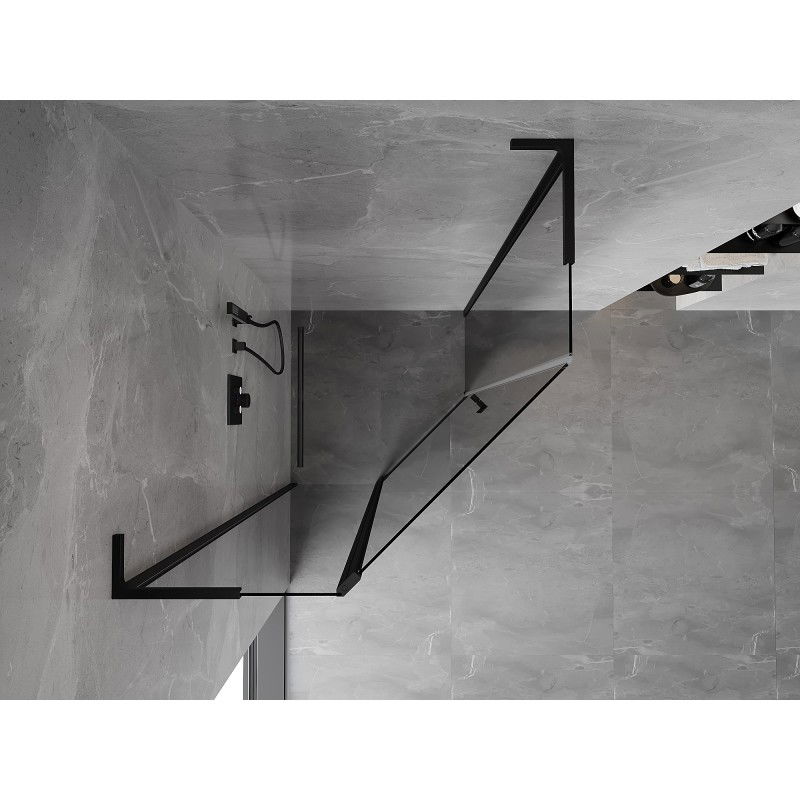 Mexen Mist L cabina de ducha pentagonal abatible 100 x 100 cm, transparente, negra - 8A8L-100-100-70-00