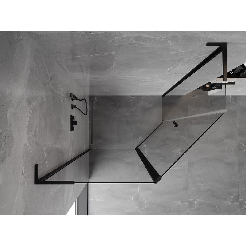 Mexen Mist L asymmetrical pentagonal shower enclosure 100 x 80 cm, transparent, black - 8A8L-100-080-70-00