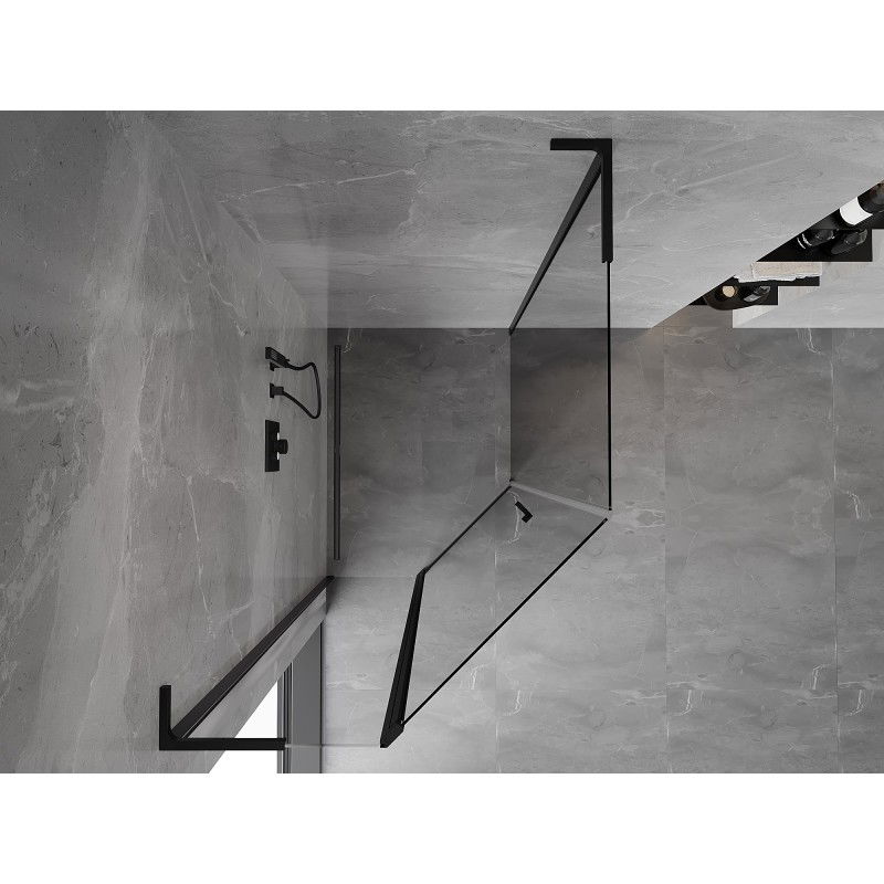 Mexen Mist L cabina doccia pentagonale asimmetrica ad anta battente 90 x 100 cm, trasparente, nera - 8A8L-090-100-70-00